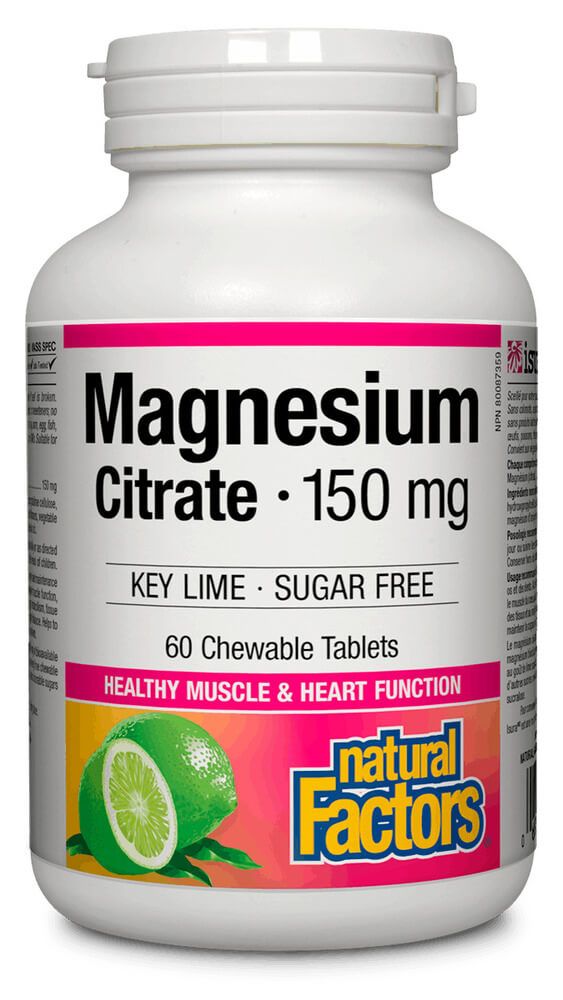 Natural Factors Magnesium Citrate Магнезий цитрат 150 мг х 60 дъвчащи таблетки