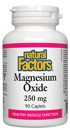 Natural Factors Magnesium Oxide за поддържане на мускулната функция 250 мг х 90 каплети