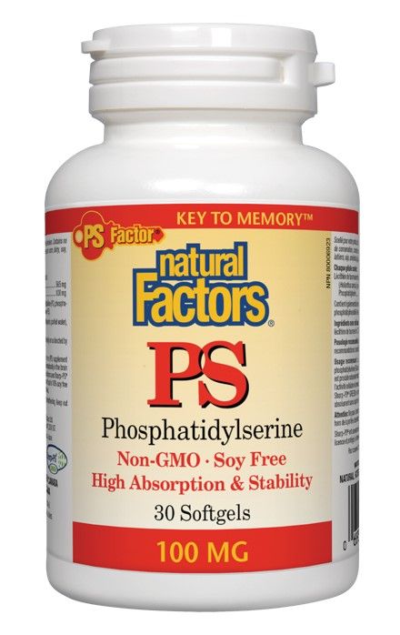 Natural Factors PS Phosphatidylserine оптимизира мозъчната дейност 100 мг х 30 софтгел капсули