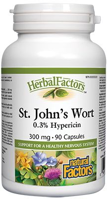 Natural Factors St. John's Wort Жълт кантарион подобрява настроението и съня 300 мг х 90 капсули