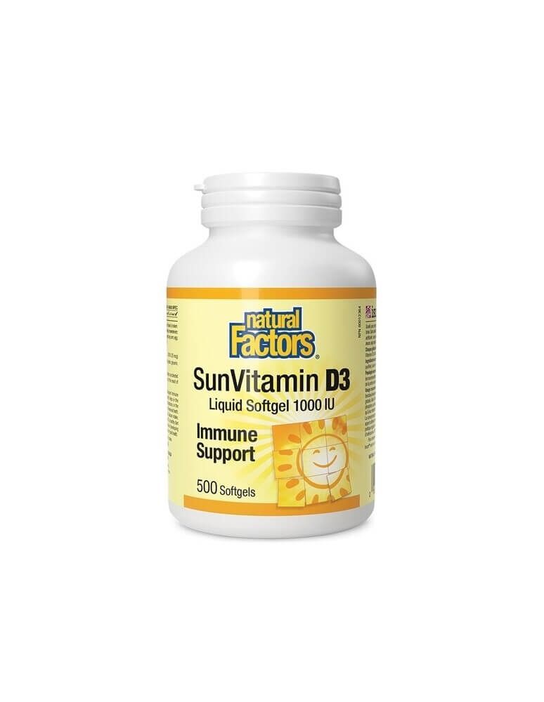 Natural Factors Sun Vitamin D3 Витамин Д3 За силен имунитет 1000 IU х 500 софтгел капсули