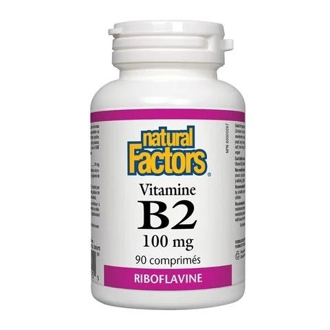 Natural Factors Vitamin B2 Рибофлавин подпомага общото състояние на организма 100 мг х 90 таблетки