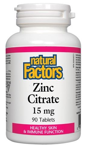 Natural Factors Zinc Citrate Цинк (цитрат) за имунитет и здрава кожа 15 мг 90 таблетки