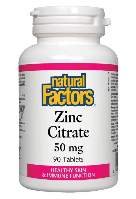 Natural Factors Zinc Citrate Цинк (цитрат) за имунитет и здрава кожа 50 мг 90 таблетки