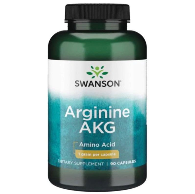 Swanson Arginine AKG Максимална Сила Аргинин АКГ Нитрик Оксид за енергия и мускулно здраве х90 капсули