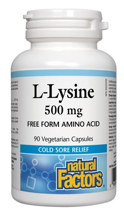 Natural Factors L-Lysine Л-Лизин с противовъзпалително действие 500 мг х 90 капсули