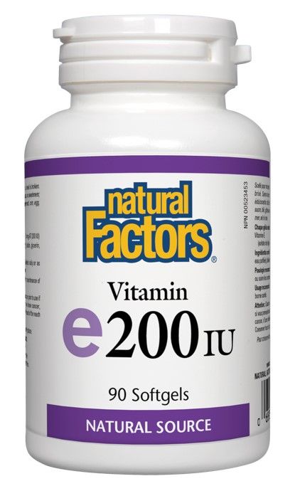 Natural Factors Vitamin E 200 IU d- алфа токоферил – натурална форма 100 мг х 90 софтгел капсули