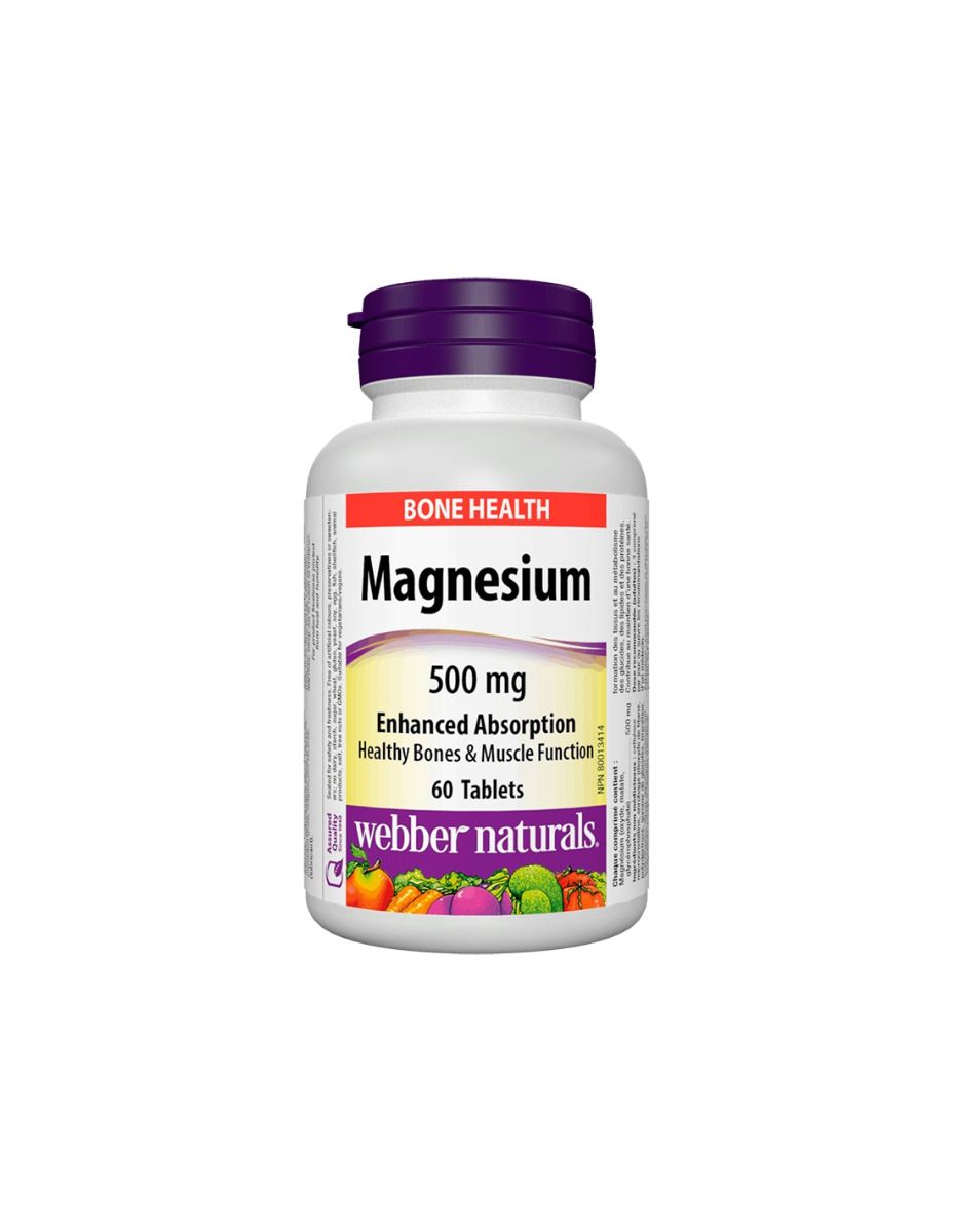 Webber Naturals Magnesium Магнезий 500 мг x 60 таблетки с оптимална абсорбция
