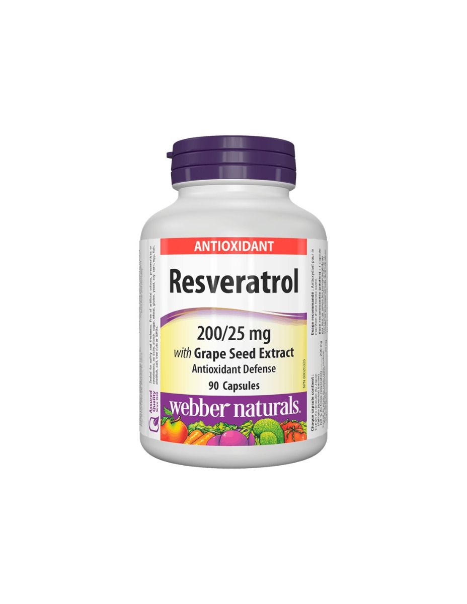Webber Naturals Resveratrol with Grape Seed Extract Ресвератрол 200 мг с Гроздово семе 25 мг х 90 капсули