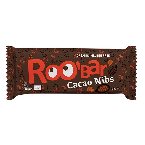 ROO’BAR Био суров бар с какaови зърна и бадеми 30 г