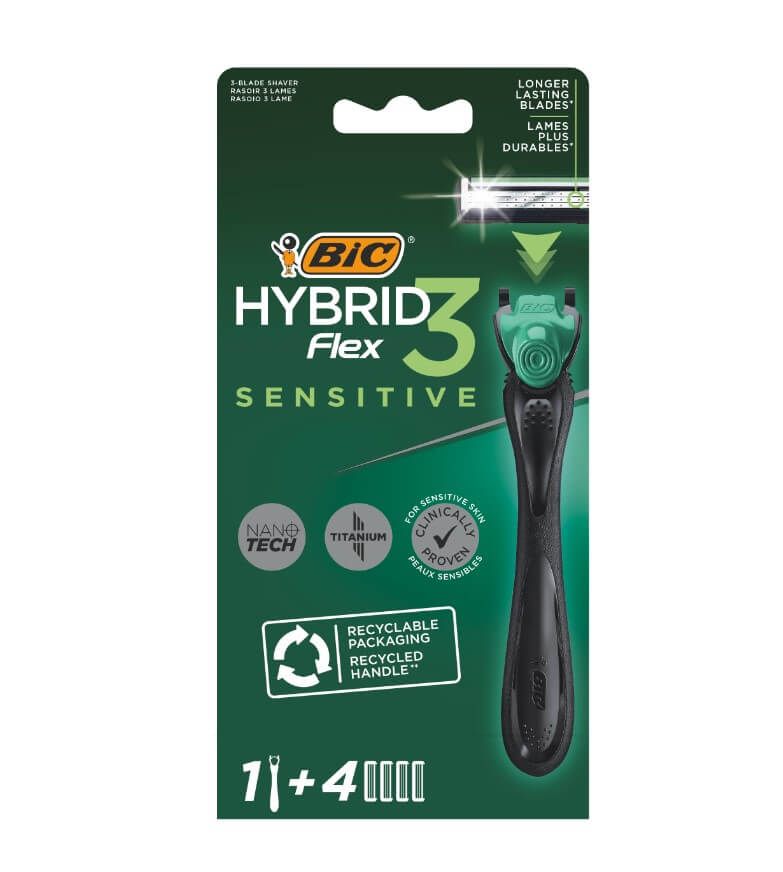 BIC Hybrid Flex 3 Sensitive Самобръсначка за мъже + резервни ножчета 1+4