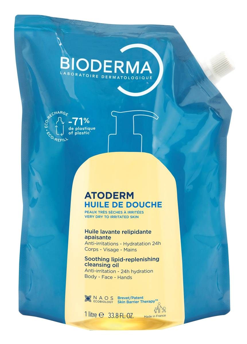 Bioderma Atoderm Душ-олио за много суха и атопична кожа 1000 мл Екопълнител