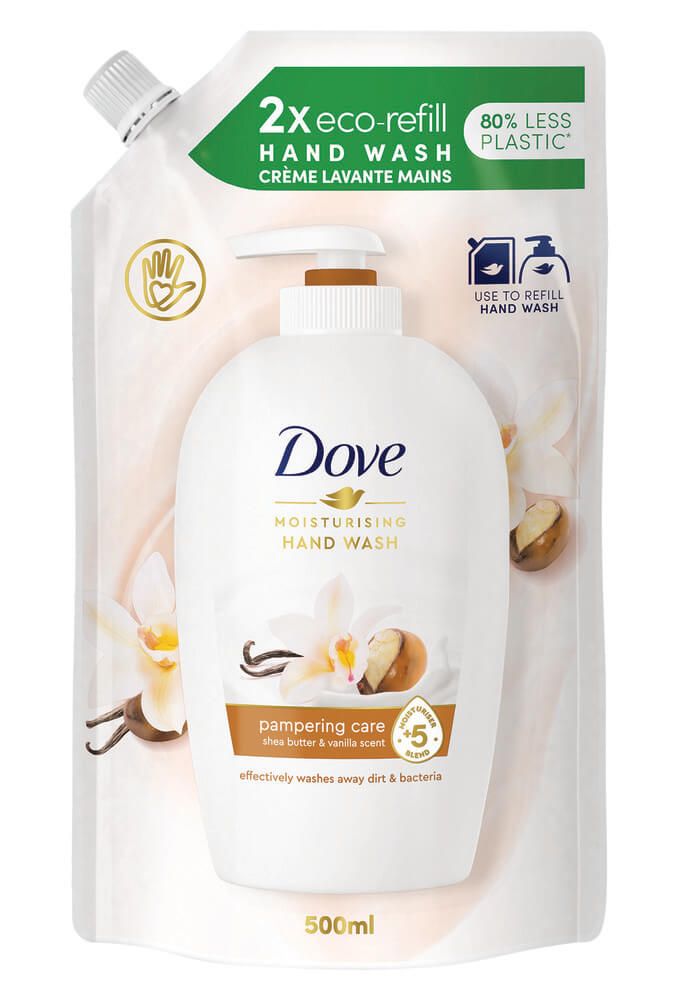 Dove Caring Hand Wash Течен сапун за ръце с масло от ший и ванилия 500 мл Пълнител