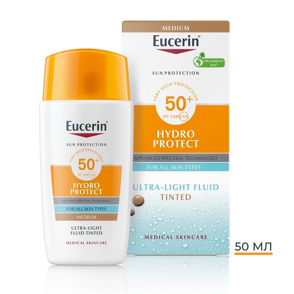 Eucerin Hydro Protect Слънцезащитен ултралек флуид оцветен тъмен SPF50+ 50 мл