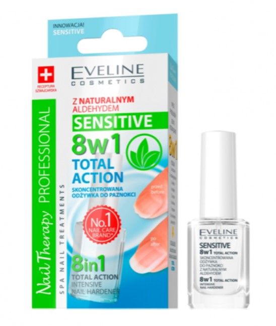 Eveline Cosmetics Total Action Sensitive Заздравител за нокти 8в1 12 мл