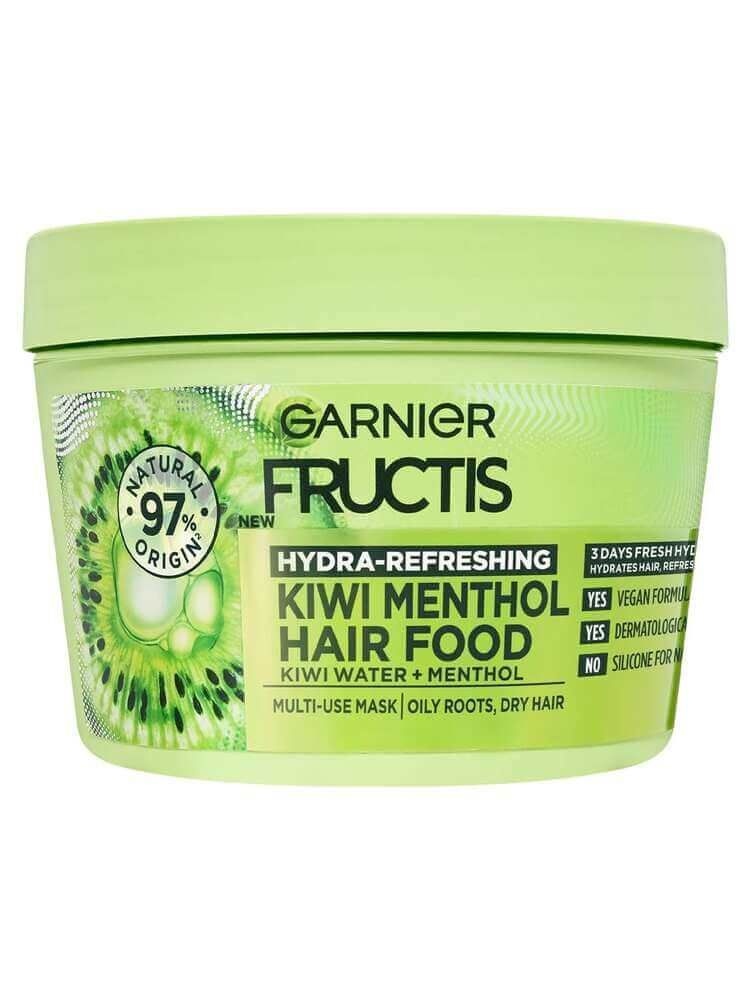 Garnier Fructis Hair Food Kiwi Menthol Маска за коса за мазни корени и сухи краища 390 мл