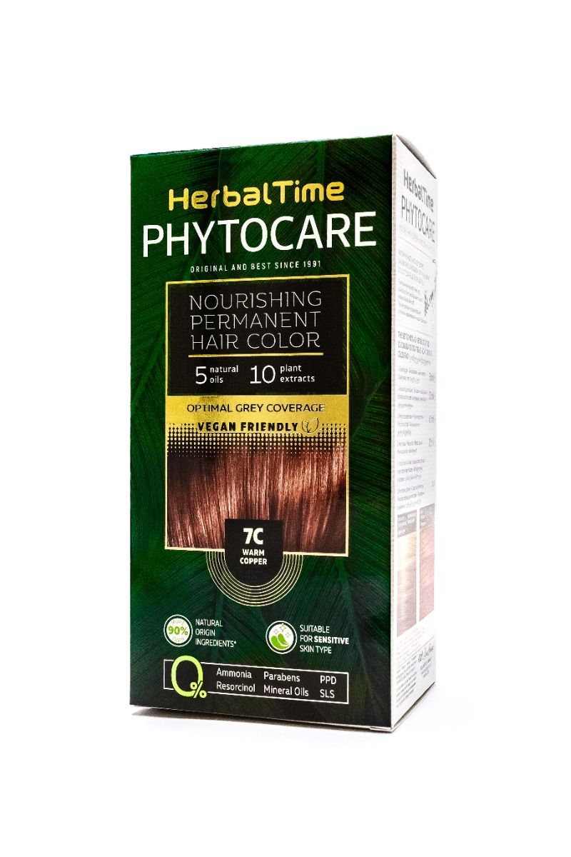 Herbal Time Phytocare Подхранваща трайна боя за коса 7C Топло меден