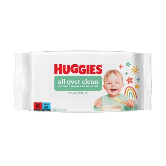 Huggies All Over Clean Мокри кърпи Aloe Fresh 56 бр