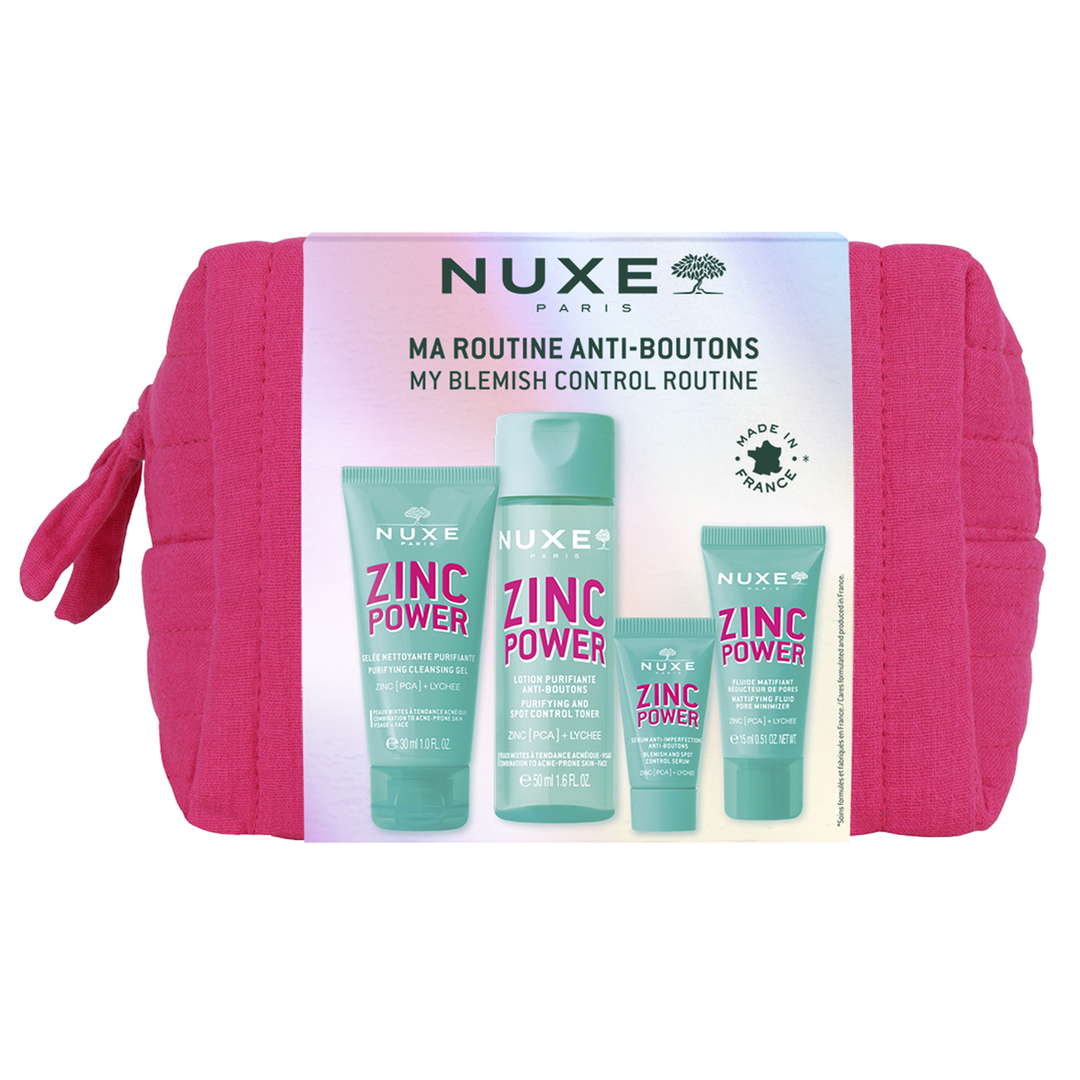 NUXE PROMO ZINC POWER почистващ гел 30ml + почистващ тонер 50ml + серум при несъвършенства 5ml+ матиращ флуид 15ml