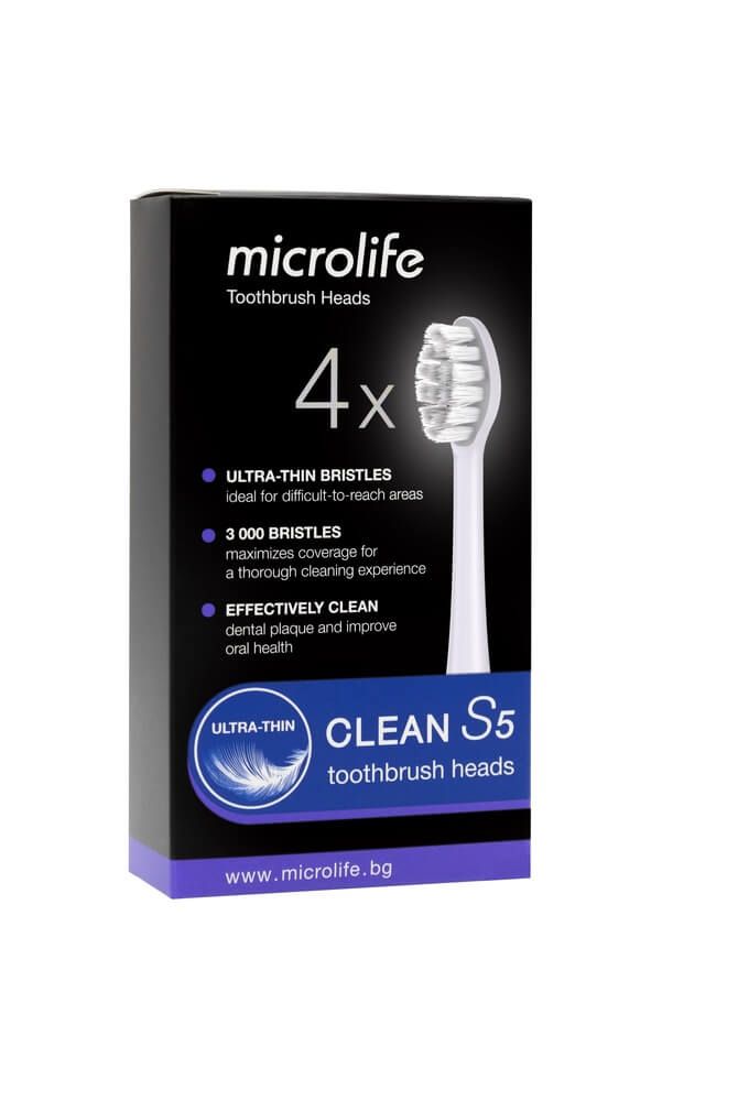 Microlife Глави за звукова ел. четка Microlife S5 soft бели х 4 броя