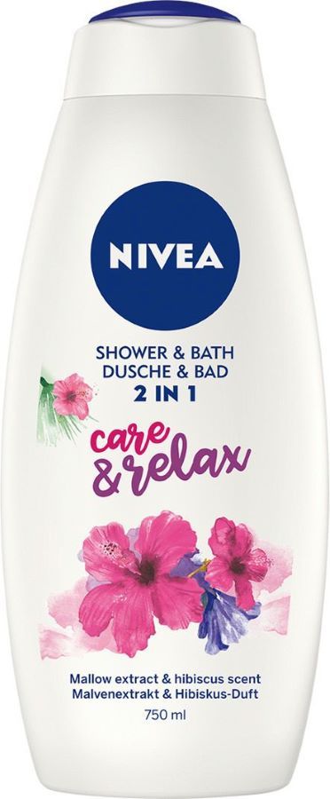 Nivea Goodbye Stress Душ-гел и пяна за вана с аромат на хибискус 750 мл