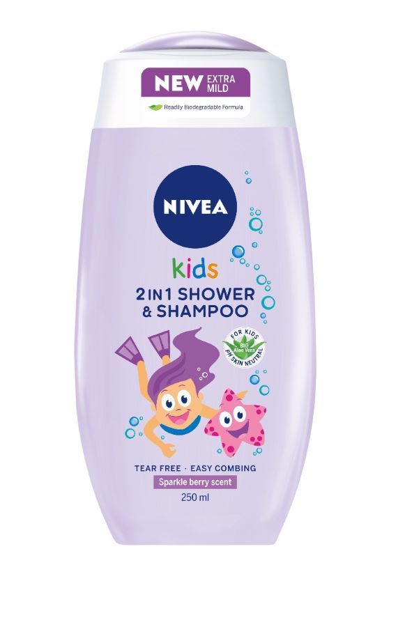 Nivea Kids 2в1 Душ-гел и шампоан за момичета 250 мл