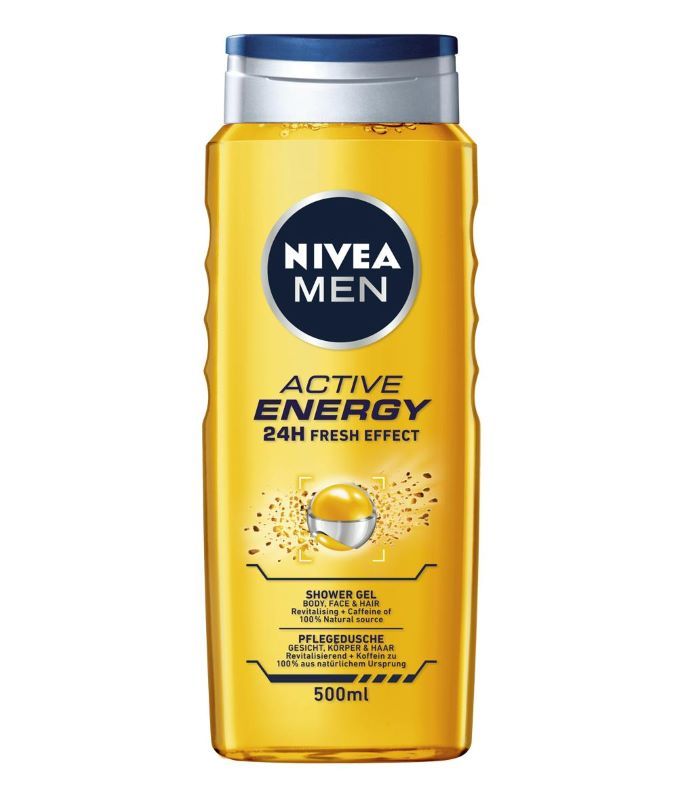 Nivea Men Active Energy Ревитализиращ душ-гел за мъже за тяло, лице и коса 500 мл