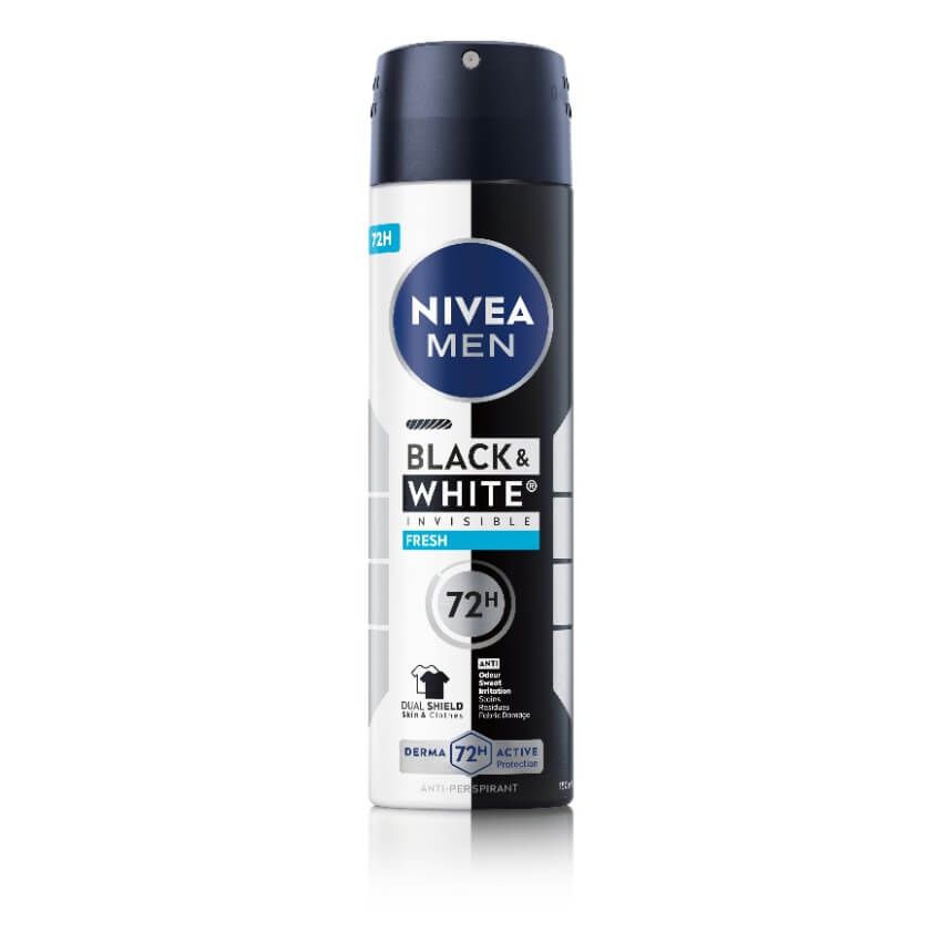 Nivea Men Black & White Invisible Fresh Дезодорант спрей против изпотяване за мъже 150 мл