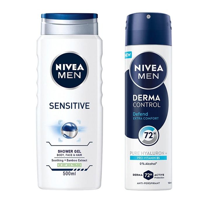 Nivea Men Sensitive Душ-гел за мъже 500 мл + Nivea Men Derma control 72H Дезодорант спрей 150 мл Комплект