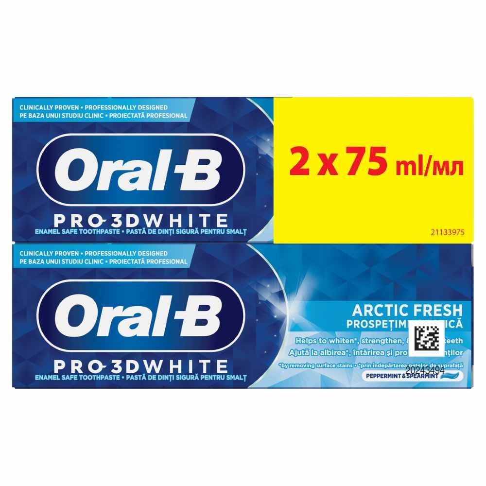Oral-B Pro 3D White Arctic Fresh Избелваща паста за зъби 75 мл 2 бр Комплект