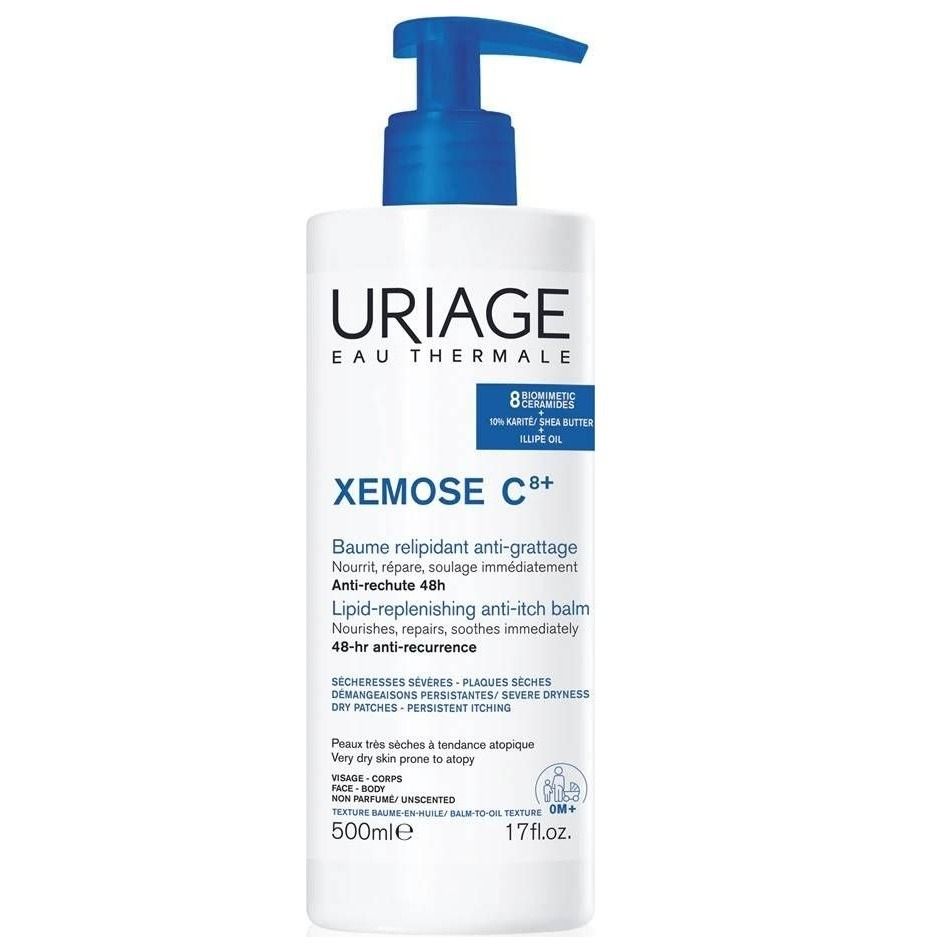 Uriage Xemose C8+ Успокояващ олио балсам за суха и много суха кожа 500 мл