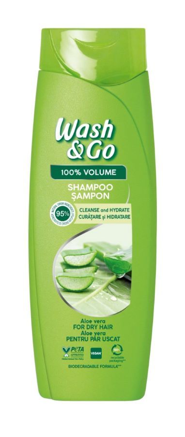 Wash & Go Aloe Vera Extract Шампоан за обем за суха коса с екстракт от алое вера 180 мл