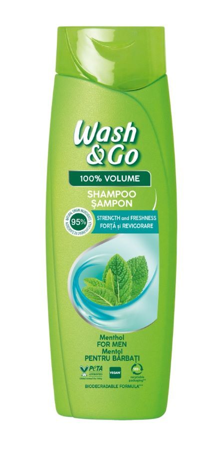 Wash & Go Men Menthol Fresh Мъжки шампоан с ментол за всеки тип коса 400 мл
