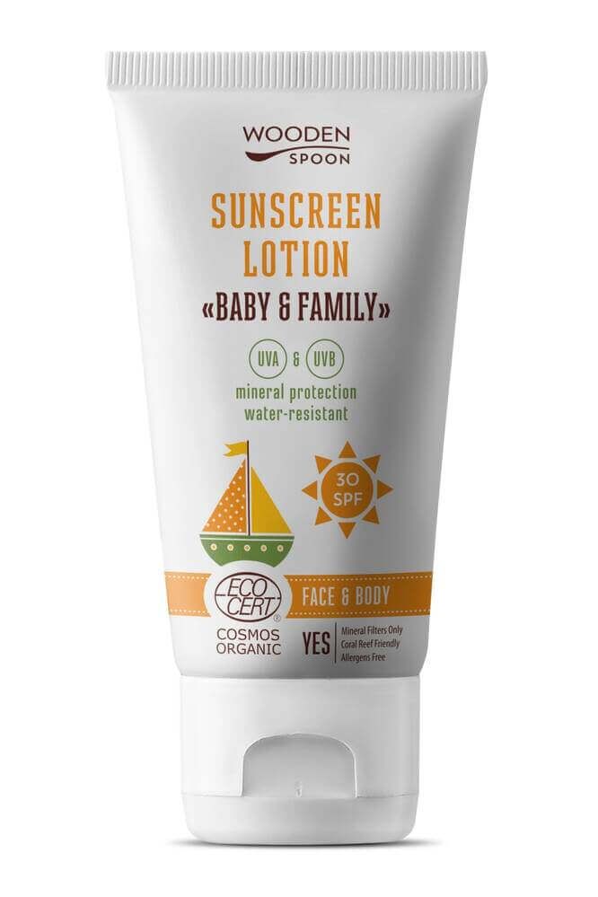 Wooden Spoon  Baby&Family Invisible Zinc Био слънцезащитен лосион SPF30 150 мл