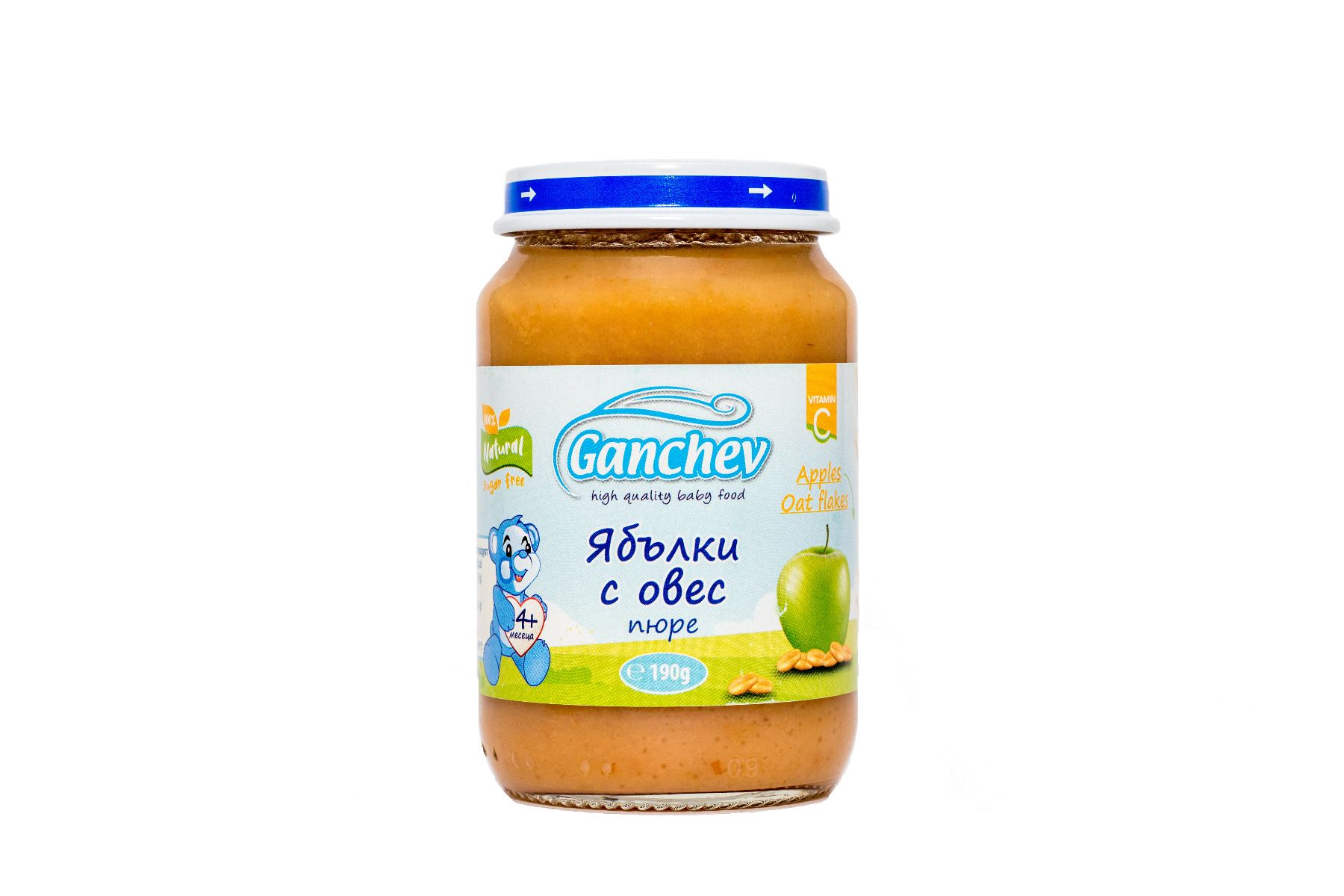 Ganchev Пюре ябълки с овес 4М+ 190 гр
