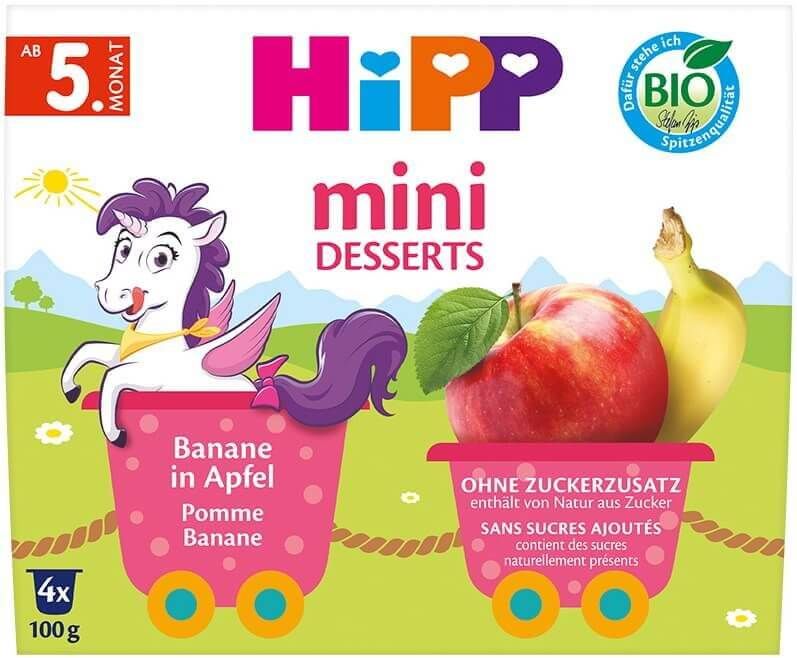 Hipp Био десерт Банани и ябълки 5М+ 4 х 100 г