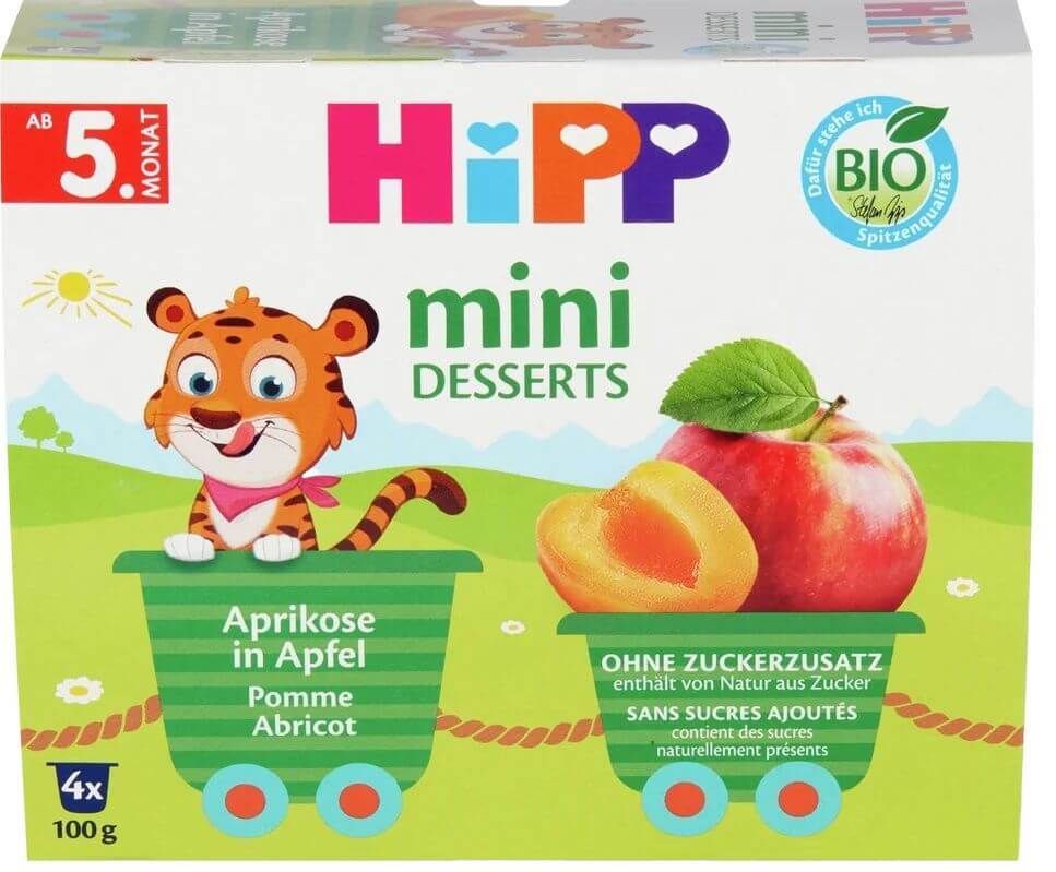 Hipp Био десерт Кайсии и ябълки 5М+ 4 х 100 г