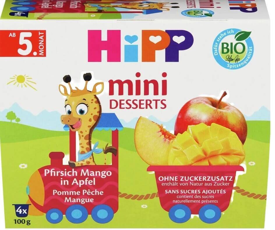 Hipp Био десерт Праскови, манго, ябълка 5М+ 4 х 100 г