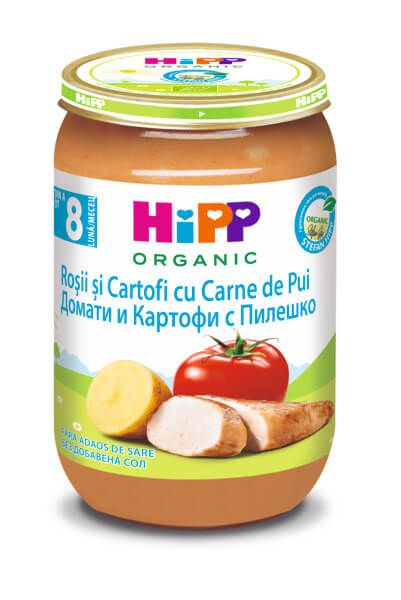 Hipp Био пюре пиле с картофи и домати 8М+ 220 г