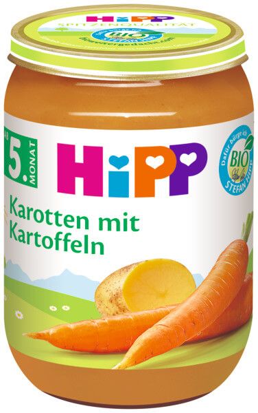 Hipp Био пюре ранни моркови с картофи 4М+ 190 г