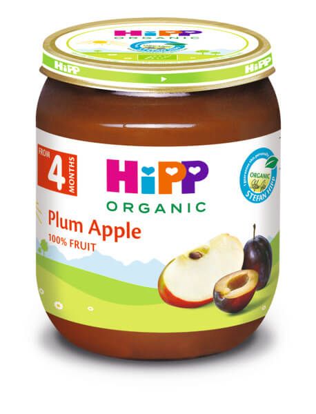 Hipp Био сливи и ябълки 4М+ 125 г