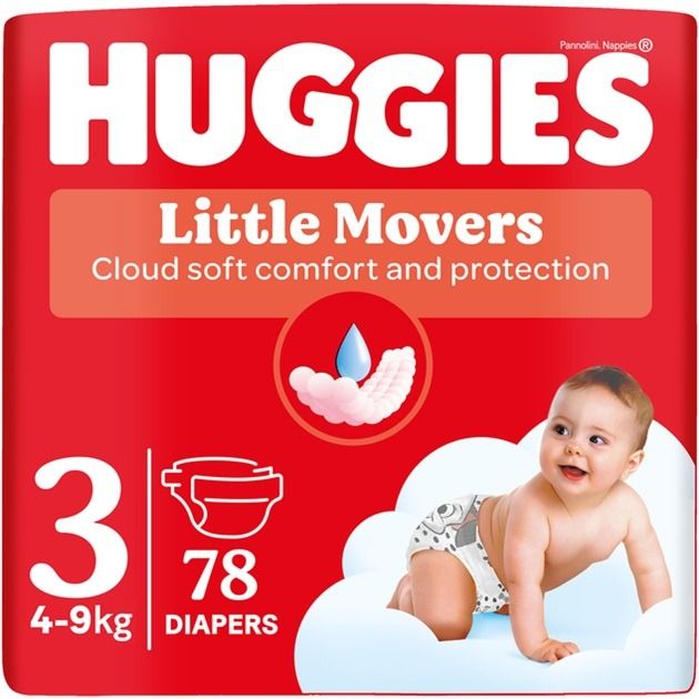 Huggies Little Movers Пелени 3 4-9кг х 78 бр