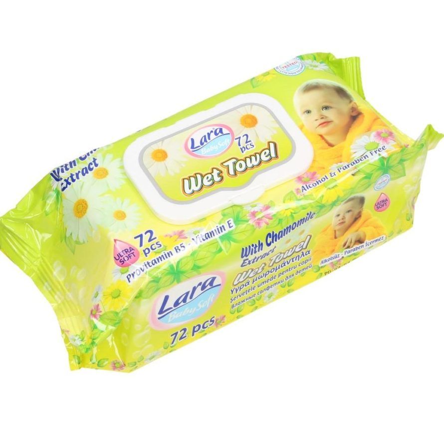 Lara Wet Towel Бебешки мокри кърпички с екстракт от лайка x72 бр