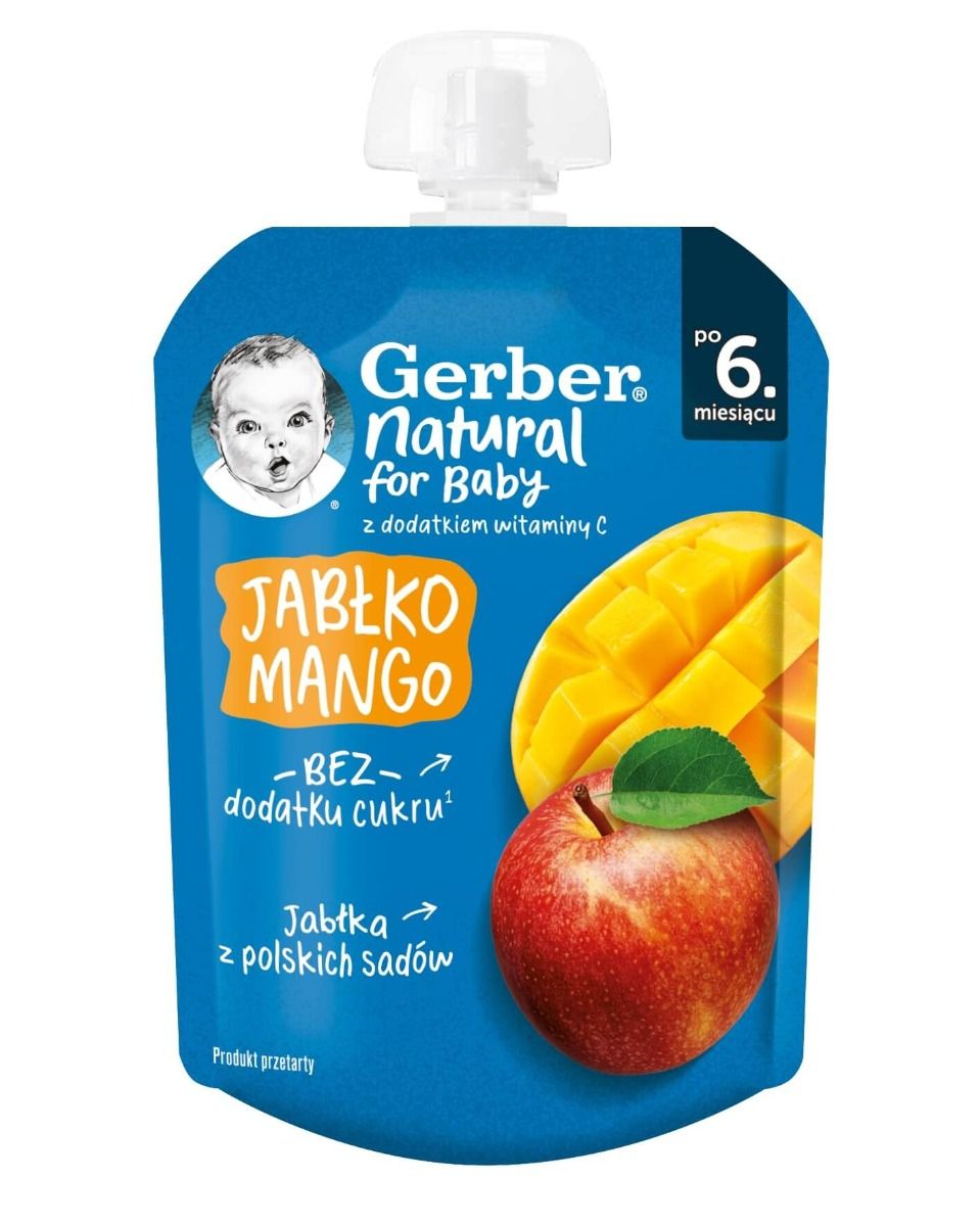 Nestle Gerber Пауч Плодова закуска с ябълка и манго 6м+ 80 гр