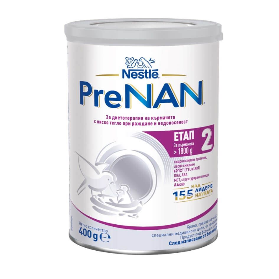 Nestle PreNAN Етап 2 Храна за недоносени и родени с ниско тегло бебета 400 г