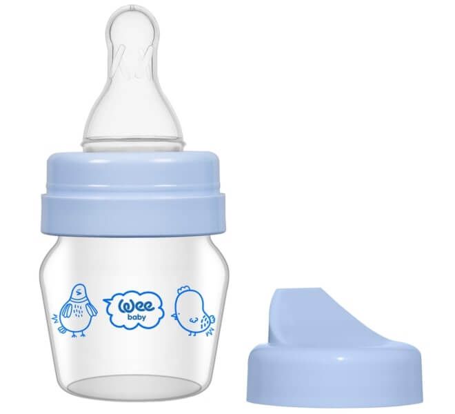 WEE BABY Mini Стъклено шише с два накрайника 30 мл