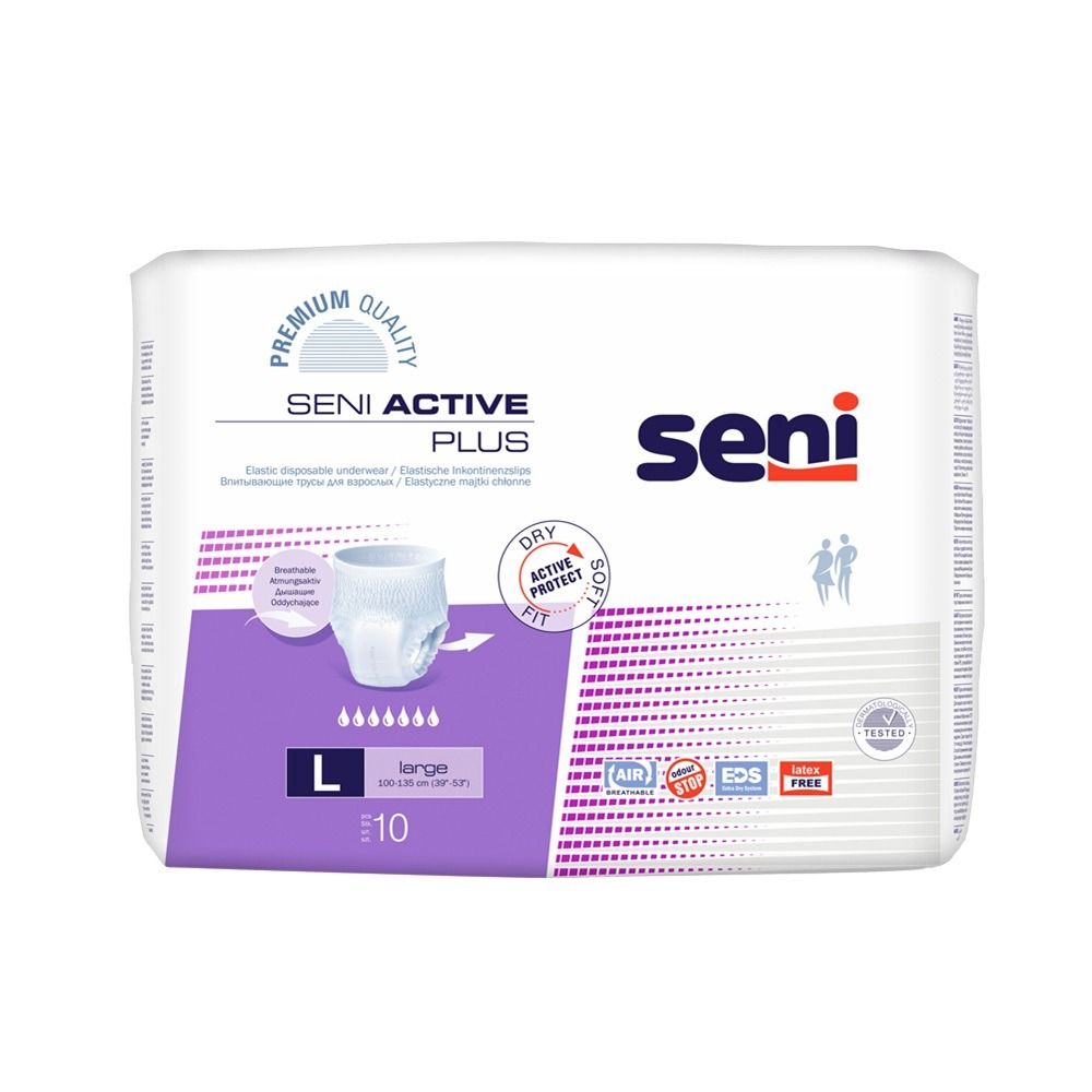 Seni Active Plus Еластични абсорбиращи гащи L 7 капки х 10 бр