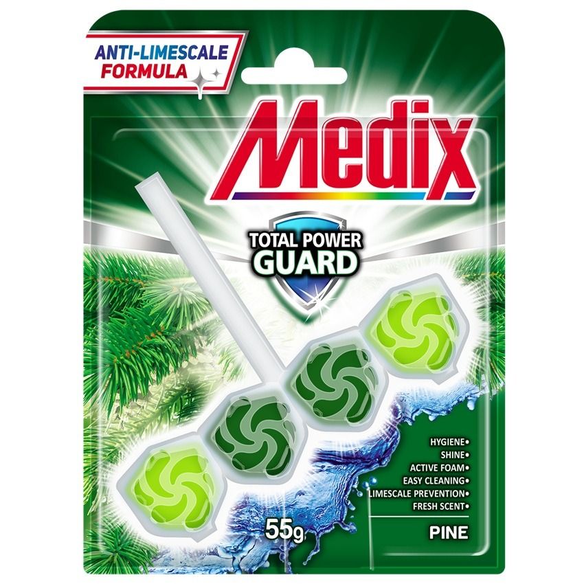 Medix WC Blocks total power guard Твърдо тоалетно блокче, бор 55 г