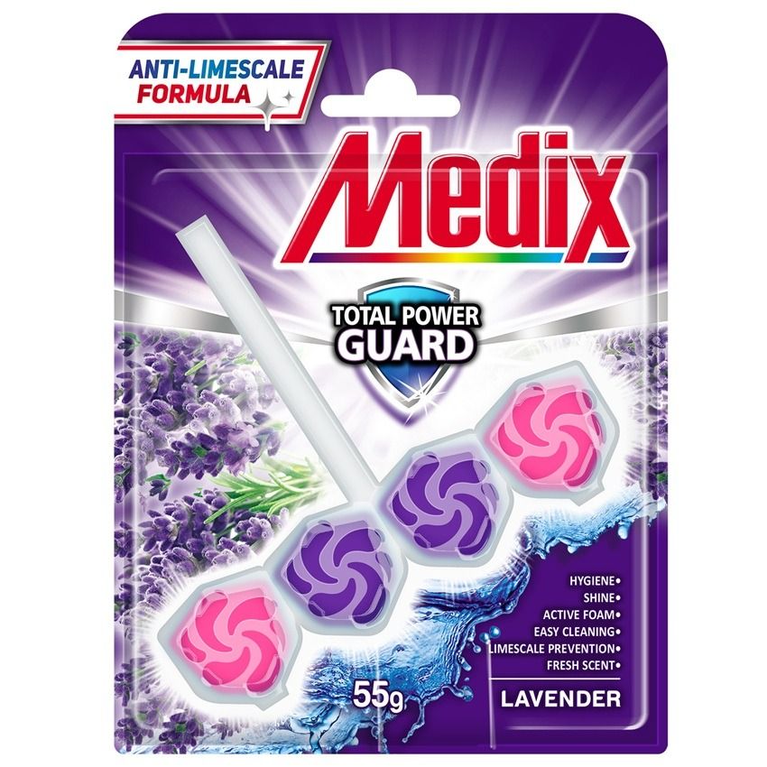 Medix WC Blocks total power guard Твърдо тоалетно блокче, лавандула 55 г