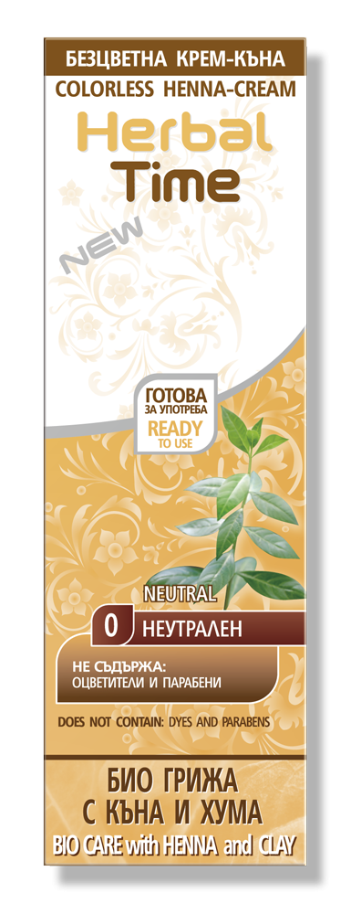 HERBAL TIME COLOURING HENNA CREAM NO AMMONIA Крем къна за коса 5 CHESTNUT, 75 мл.